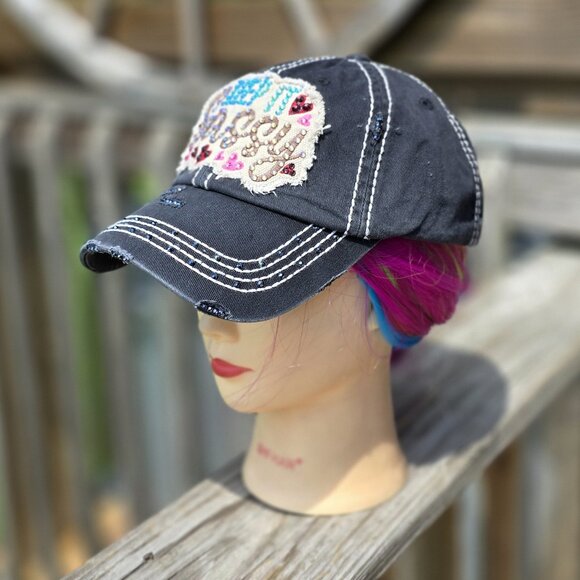 Ladies Black Keep It Sassy BLING Hat NEW - Picture 3 of 4